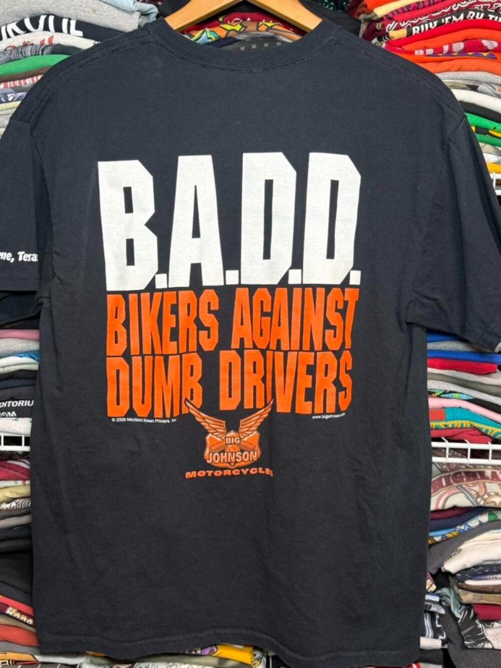 Y2K big Johnson motorcycles bikers against dumb drivers t shirt